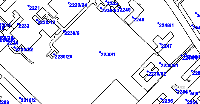 Parcela st. 2230/1 v KÚ Havířov-město, Katastrální mapa
