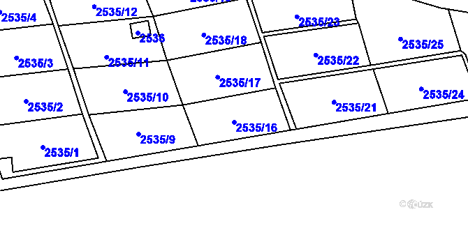 Parcela st. 2535/16 v KÚ Havířov-město, Katastrální mapa