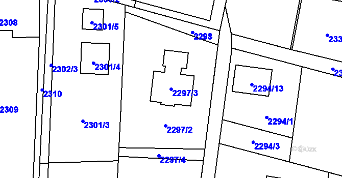Parcela st. 2297/3 v KÚ Bludovice, Katastrální mapa