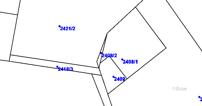 Parcela st. 2408/2 v KÚ Bludovice, Katastrální mapa