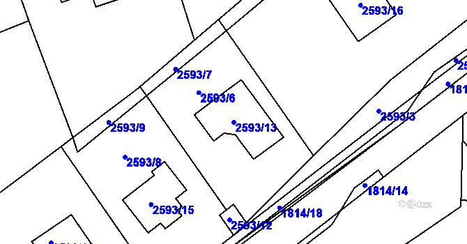 Parcela st. 2593/13 v KÚ Bludovice, Katastrální mapa