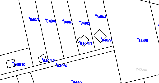 Parcela st. 840/11 v KÚ Bludovice, Katastrální mapa