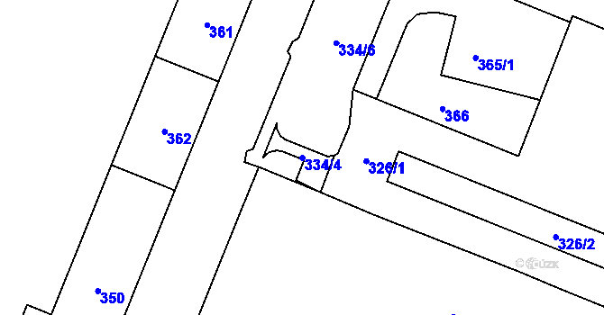 Parcela st. 334/4 v KÚ Bludovice, Katastrální mapa