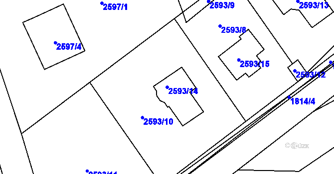 Parcela st. 2593/14 v KÚ Bludovice, Katastrální mapa