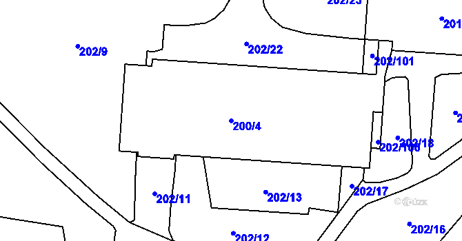 Parcela st. 200/4 v KÚ Bludovice, Katastrální mapa