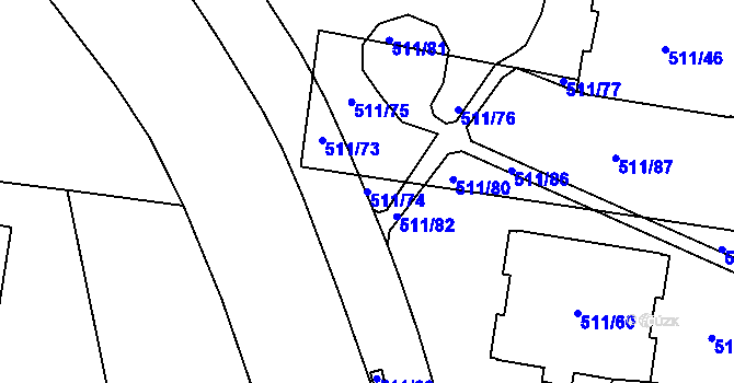 Parcela st. 511/74 v KÚ Bludovice, Katastrální mapa