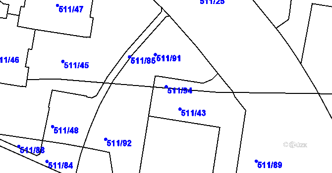 Parcela st. 511/94 v KÚ Bludovice, Katastrální mapa
