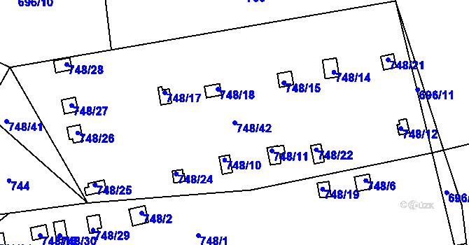 Parcela st. 748/42 v KÚ Bludovice, Katastrální mapa