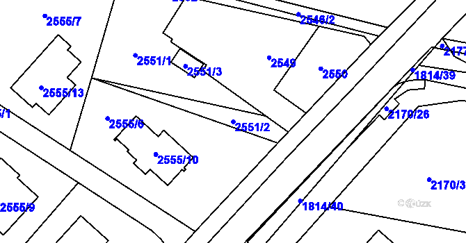 Parcela st. 2551/2 v KÚ Bludovice, Katastrální mapa