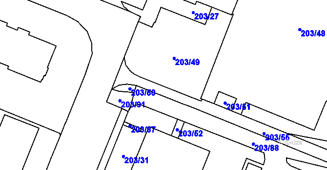 Parcela st. 203/92 v KÚ Bludovice, Katastrální mapa