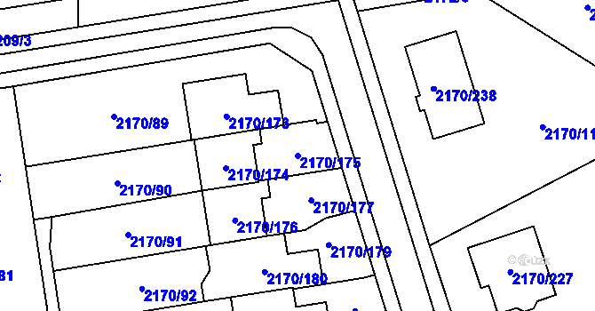 Parcela st. 2170/175 v KÚ Bludovice, Katastrální mapa