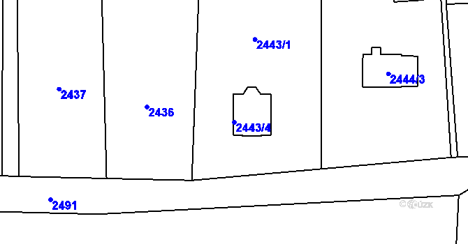 Parcela st. 2443/4 v KÚ Bludovice, Katastrální mapa