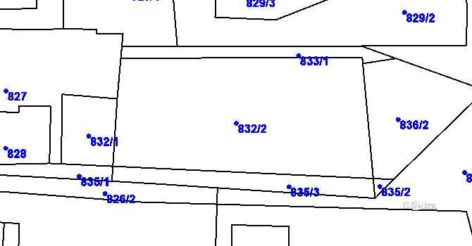 Parcela st. 832/2 v KÚ Bludovice, Katastrální mapa