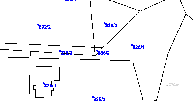 Parcela st. 835/2 v KÚ Bludovice, Katastrální mapa