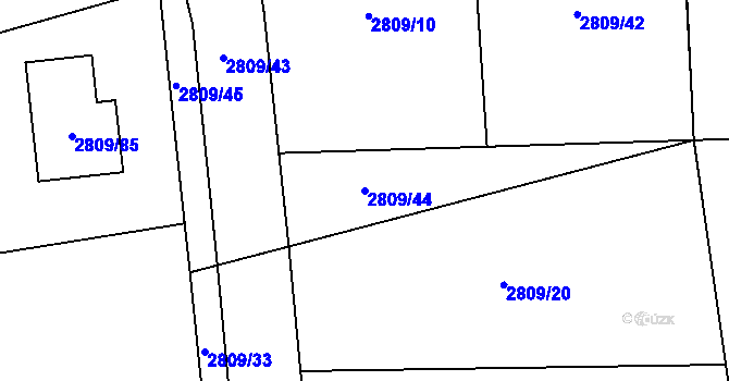 Parcela st. 2809/44 v KÚ Bludovice, Katastrální mapa