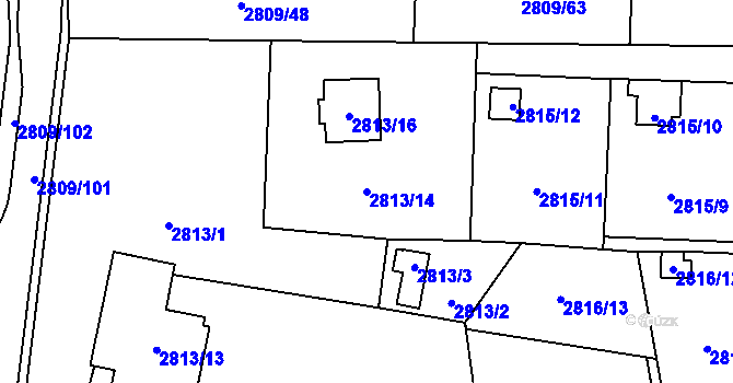 Parcela st. 2813/14 v KÚ Bludovice, Katastrální mapa