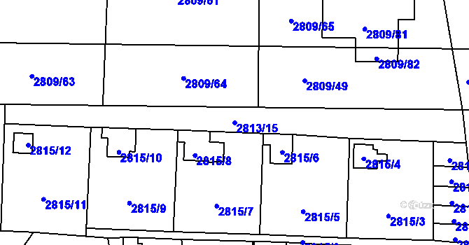 Parcela st. 2813/15 v KÚ Bludovice, Katastrální mapa