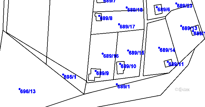 Parcela st. 689/16 v KÚ Bludovice, Katastrální mapa