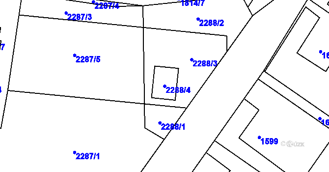 Parcela st. 2288/4 v KÚ Bludovice, Katastrální mapa