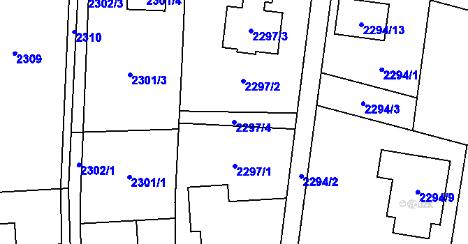 Parcela st. 2297/4 v KÚ Bludovice, Katastrální mapa