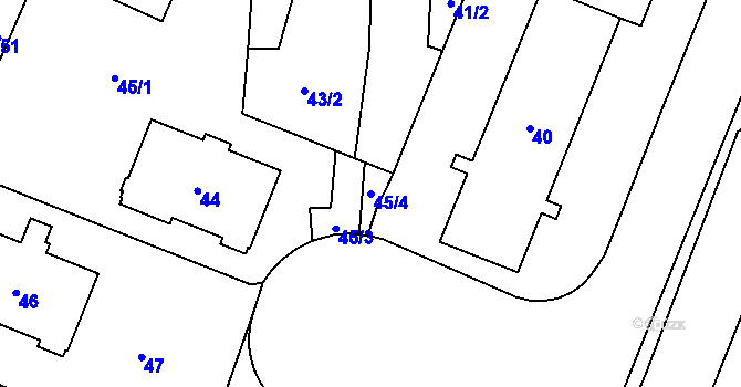 Parcela st. 45/4 v KÚ Bludovice, Katastrální mapa