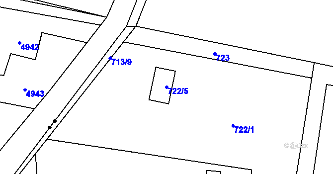 Parcela st. 722/5 v KÚ Bludovice, Katastrální mapa
