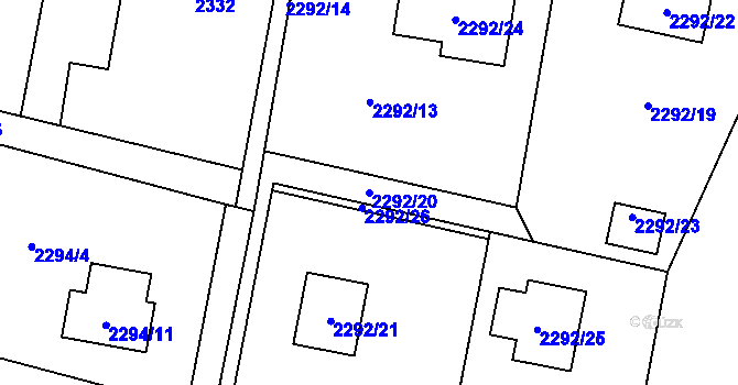 Parcela st. 2292/20 v KÚ Bludovice, Katastrální mapa