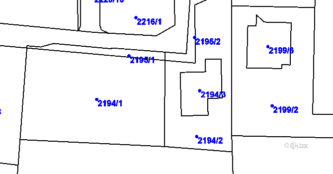 Parcela st. 2194/4 v KÚ Bludovice, Katastrální mapa