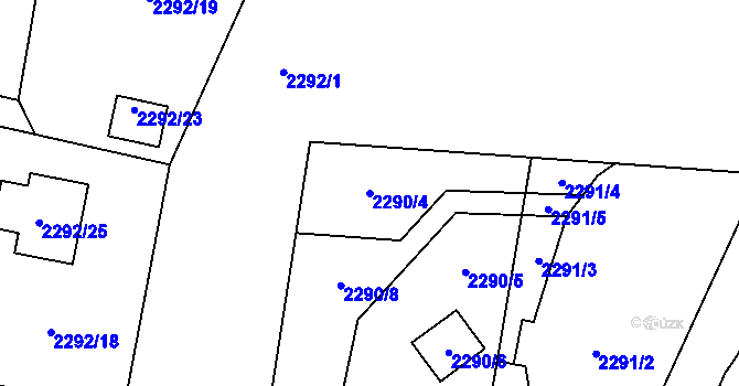 Parcela st. 2290/4 v KÚ Bludovice, Katastrální mapa