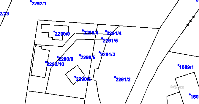 Parcela st. 2291/3 v KÚ Bludovice, Katastrální mapa