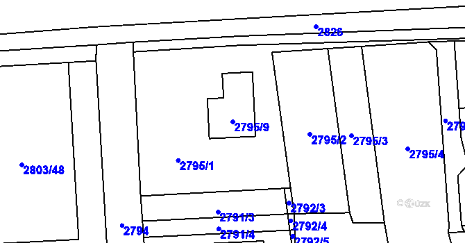 Parcela st. 2795/9 v KÚ Bludovice, Katastrální mapa