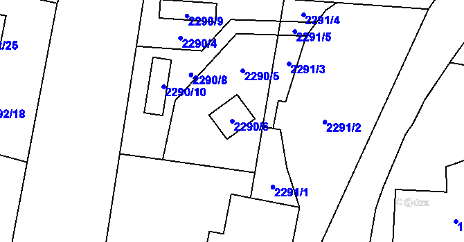Parcela st. 2290/6 v KÚ Bludovice, Katastrální mapa