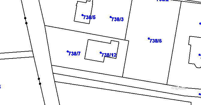 Parcela st. 738/12 v KÚ Bludovice, Katastrální mapa