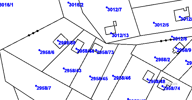 Parcela st. 2958/73 v KÚ Bludovice, Katastrální mapa