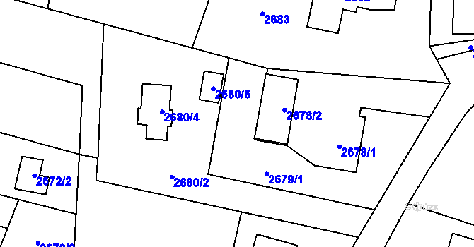 Parcela st. 2680/1 v KÚ Bludovice, Katastrální mapa