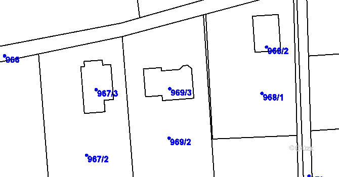 Parcela st. 969/3 v KÚ Bludovice, Katastrální mapa