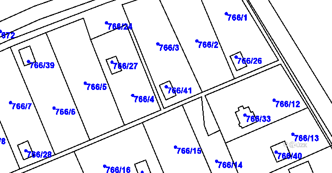 Parcela st. 766/41 v KÚ Bludovice, Katastrální mapa