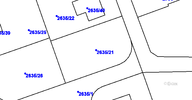 Parcela st. 2635/21 v KÚ Bludovice, Katastrální mapa