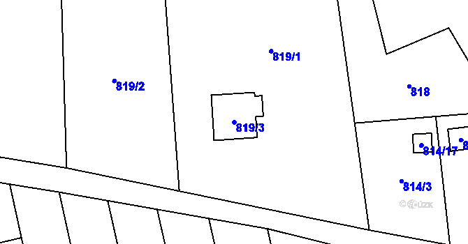 Parcela st. 819/3 v KÚ Bludovice, Katastrální mapa