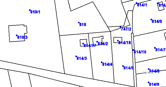Parcela st. 814/17 v KÚ Bludovice, Katastrální mapa