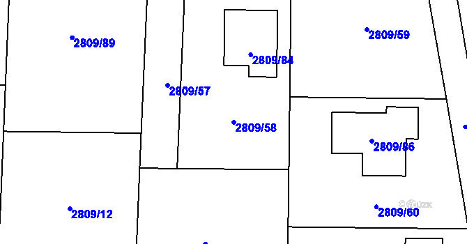 Parcela st. 2809/58 v KÚ Bludovice, Katastrální mapa
