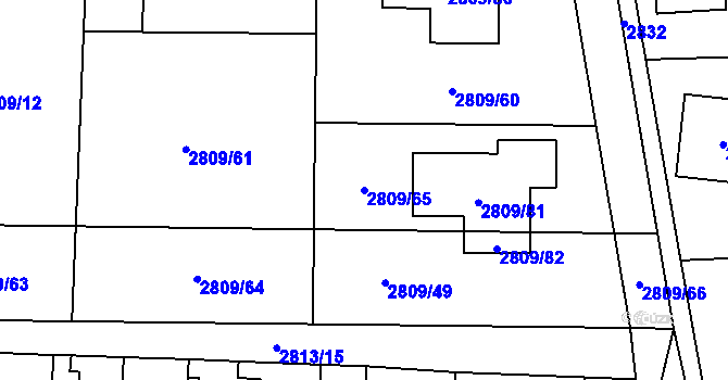 Parcela st. 2809/65 v KÚ Bludovice, Katastrální mapa