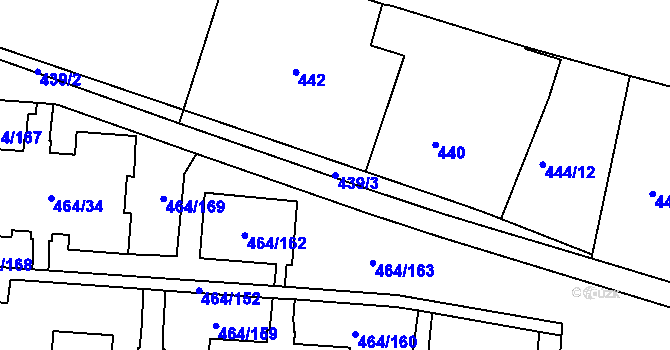 Parcela st. 439/3 v KÚ Bludovice, Katastrální mapa