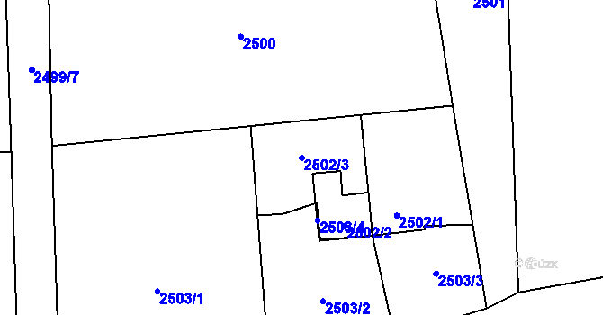 Parcela st. 2502/3 v KÚ Bludovice, Katastrální mapa