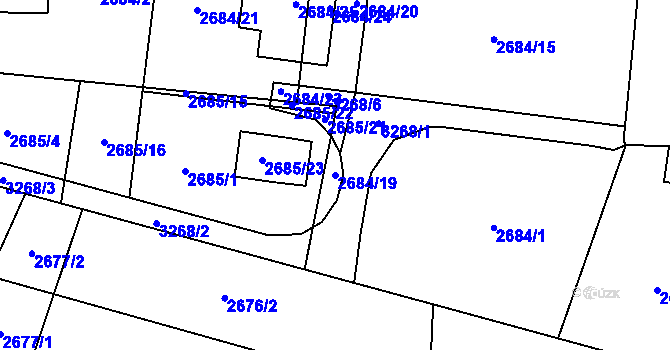 Parcela st. 2684/19 v KÚ Bludovice, Katastrální mapa