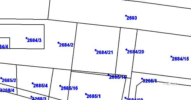Parcela st. 2684/21 v KÚ Bludovice, Katastrální mapa