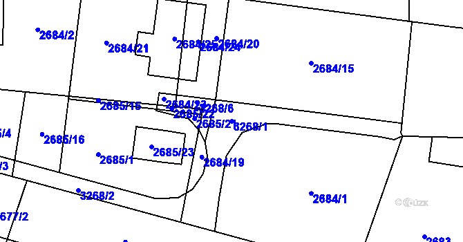 Parcela st. 3268/1 v KÚ Bludovice, Katastrální mapa