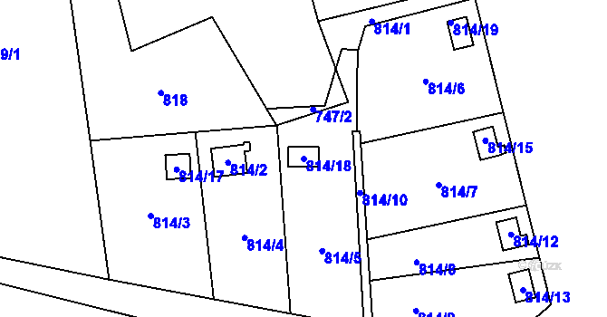 Parcela st. 814/18 v KÚ Bludovice, Katastrální mapa