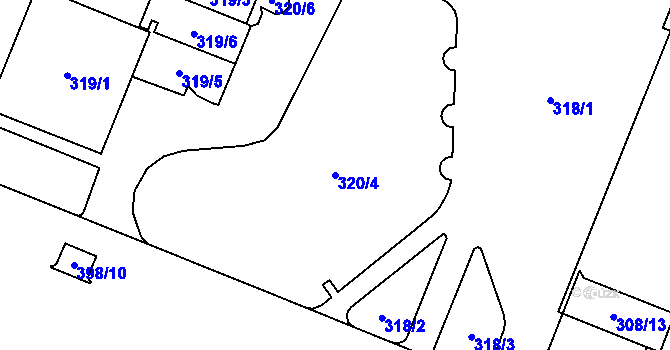 Parcela st. 320/4 v KÚ Bludovice, Katastrální mapa