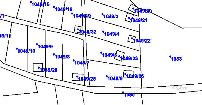 Parcela st. 1049/5 v KÚ Bludovice, Katastrální mapa